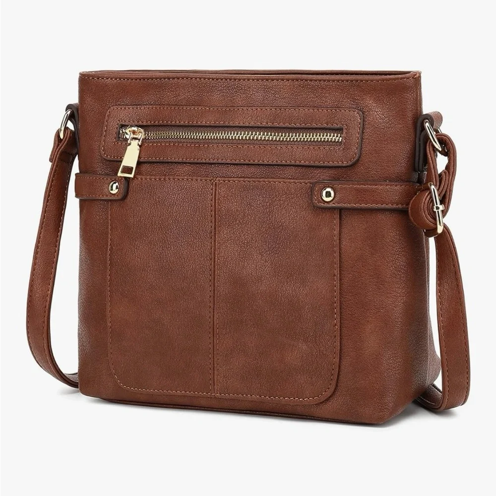NWT Brown Leather Crossbody Bag - Picture 1 of 14